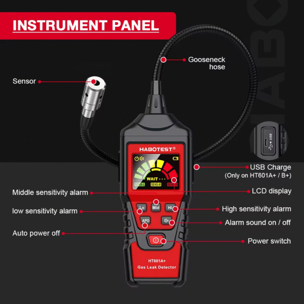Detector de fuga de gas HABOTEST