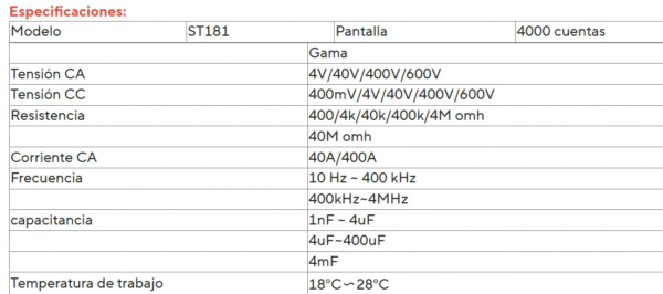 Pinza amperimétrica ANENG ST181
