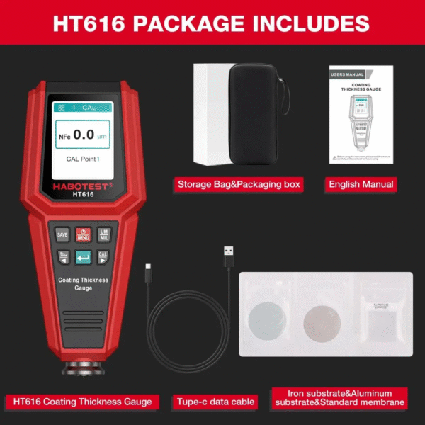 Medidor de espesor de pintura HABOTEST HT616